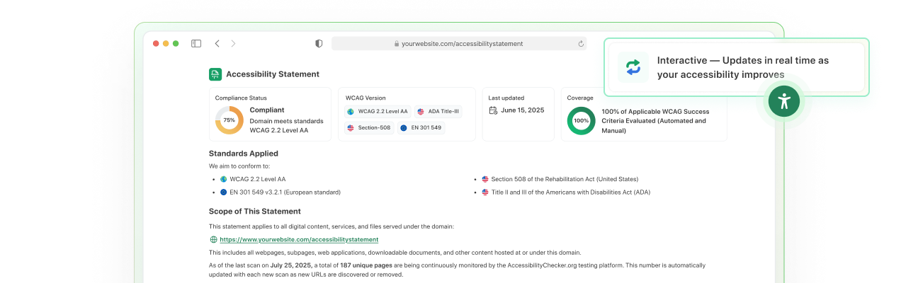 Dynamic Accessibility Statement