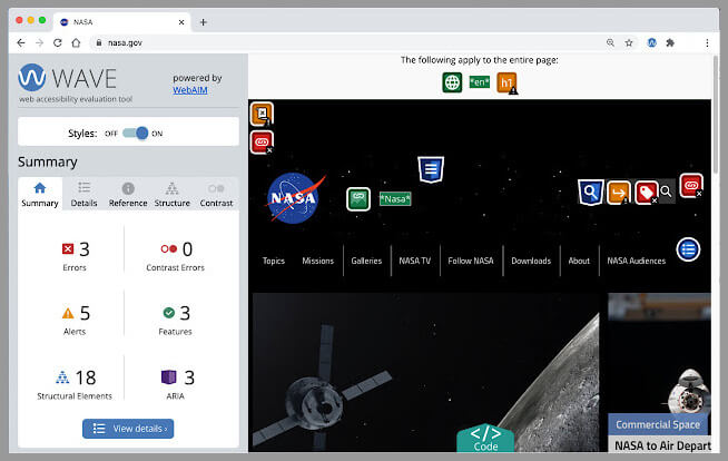 Wave Accessibility Evaluation Tool For Chrome