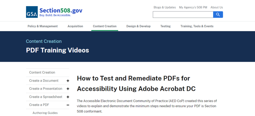 section 508 PDF accessibility