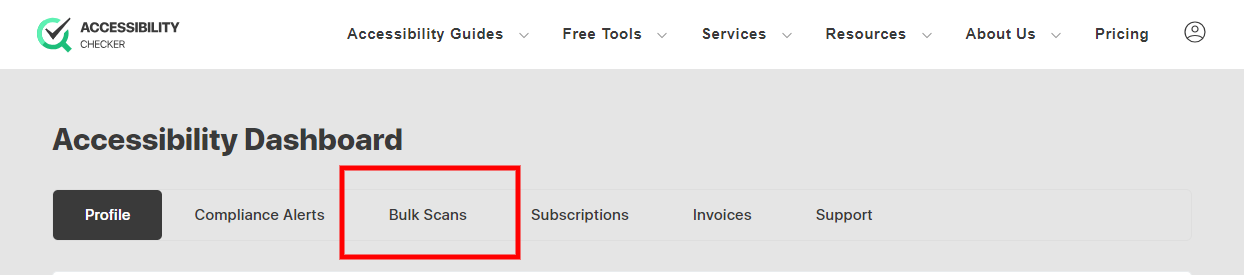 Bulk scan feature accessibility checker step 1
