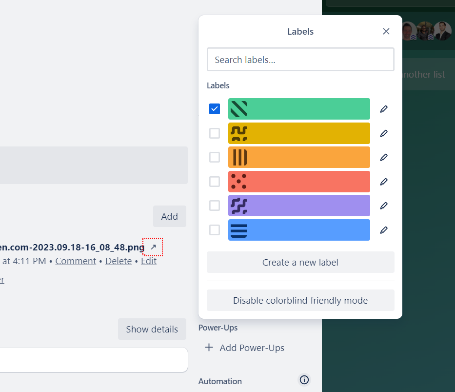 Trello color accessibility mode