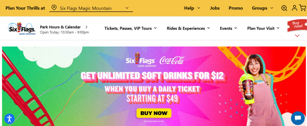six flags website