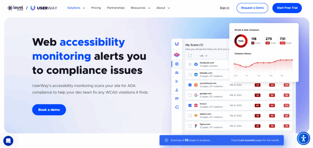 userway web accessibility monitoring