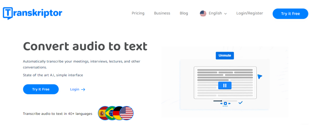 transkriptor closed captioning software