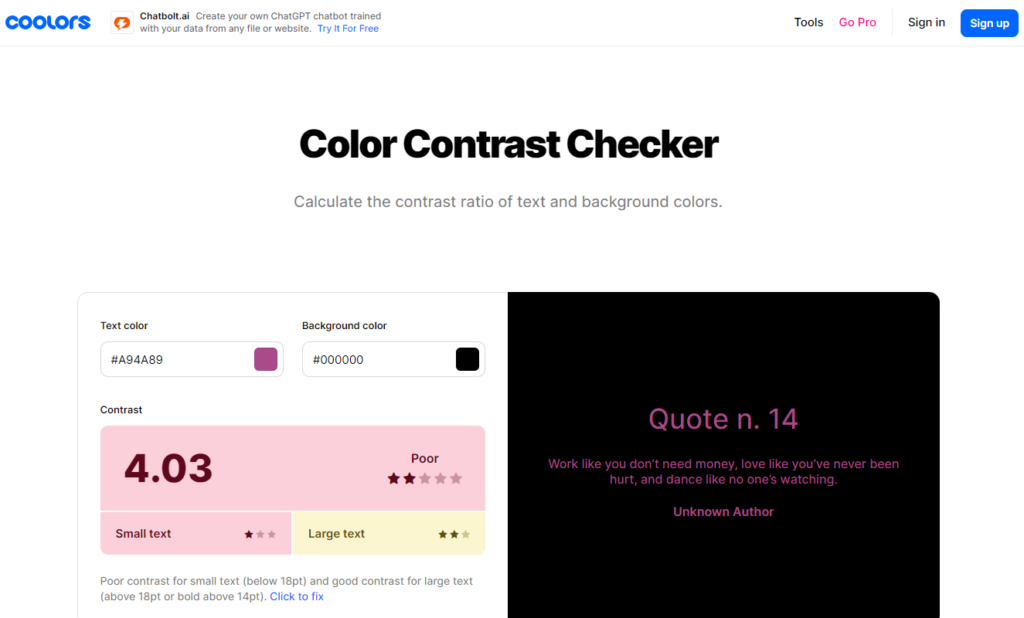 coolers color contrast checker