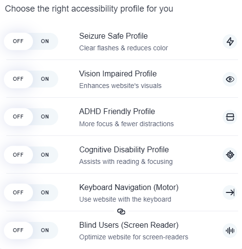 accessiBe accessibility profiles