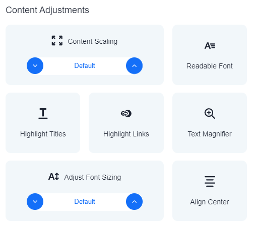 accessiBe accessibility widget adjustments