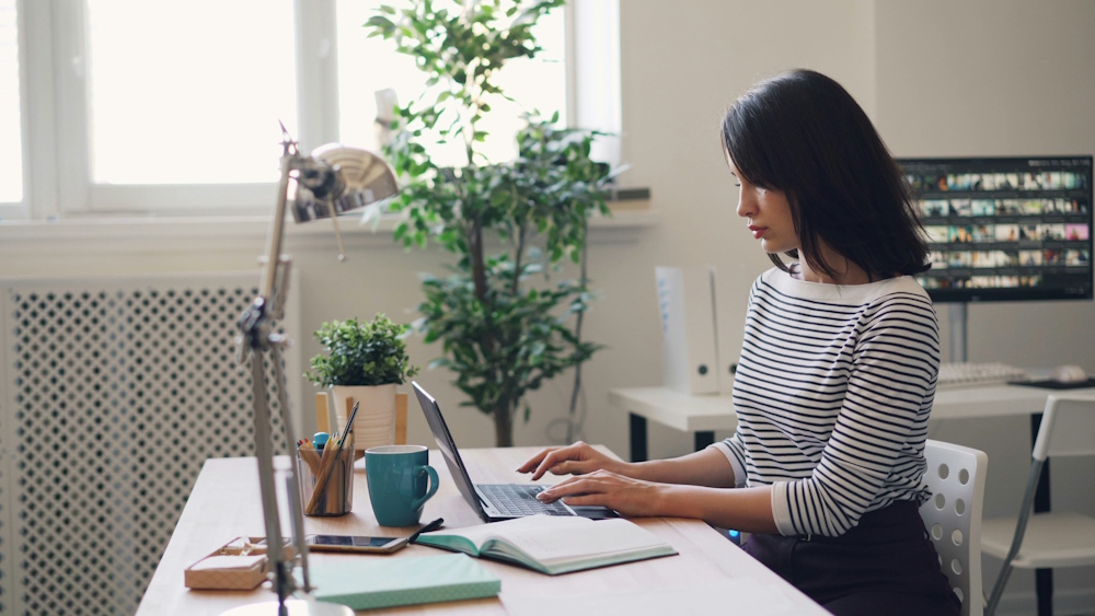 woman working on a laptop