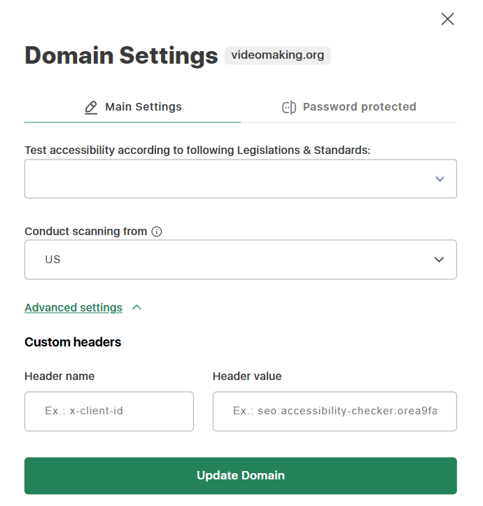 accessibilitychecker.org domain settings