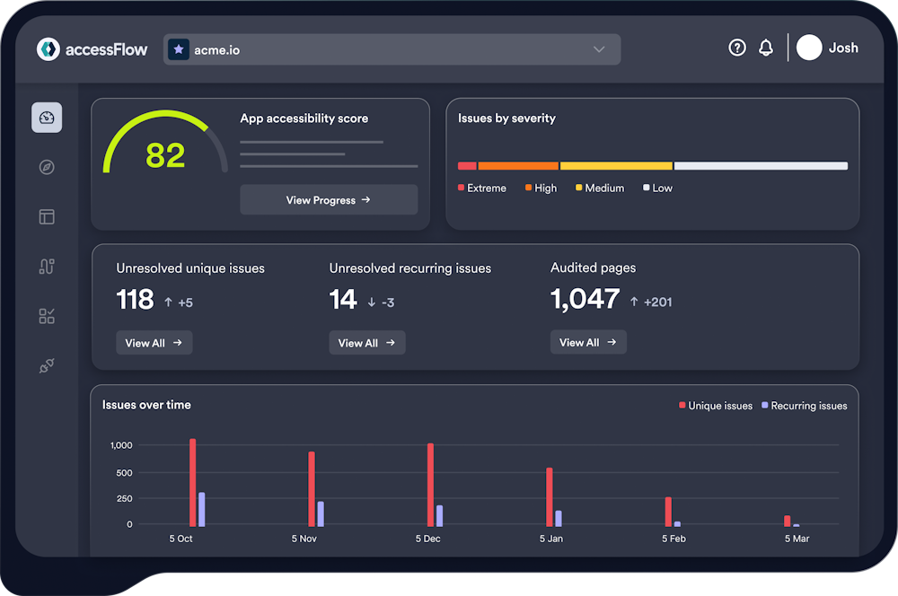 screenshot of the accessflow platform by accessiBe