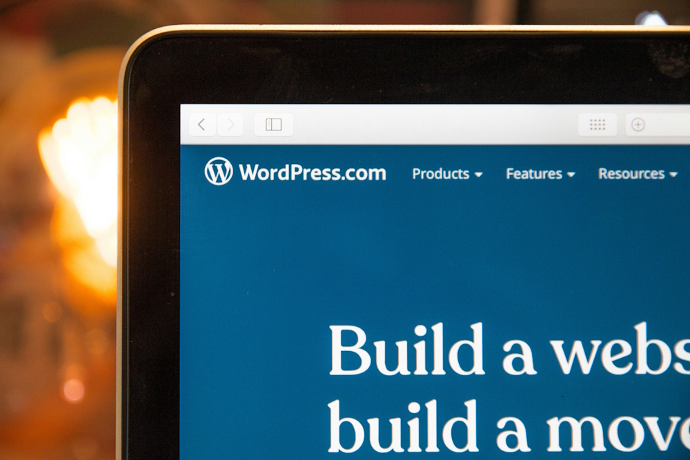 partial view of the wordpress platform on a laptop screen