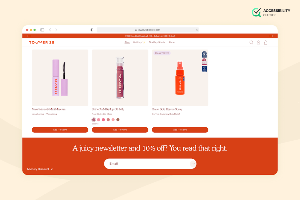 a screenshot from the Tower 28 website