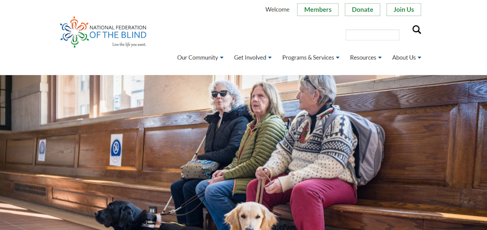 screenshot of the NFB home page