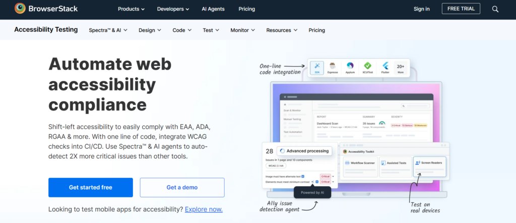 BrowserStack Accessibility screenshot