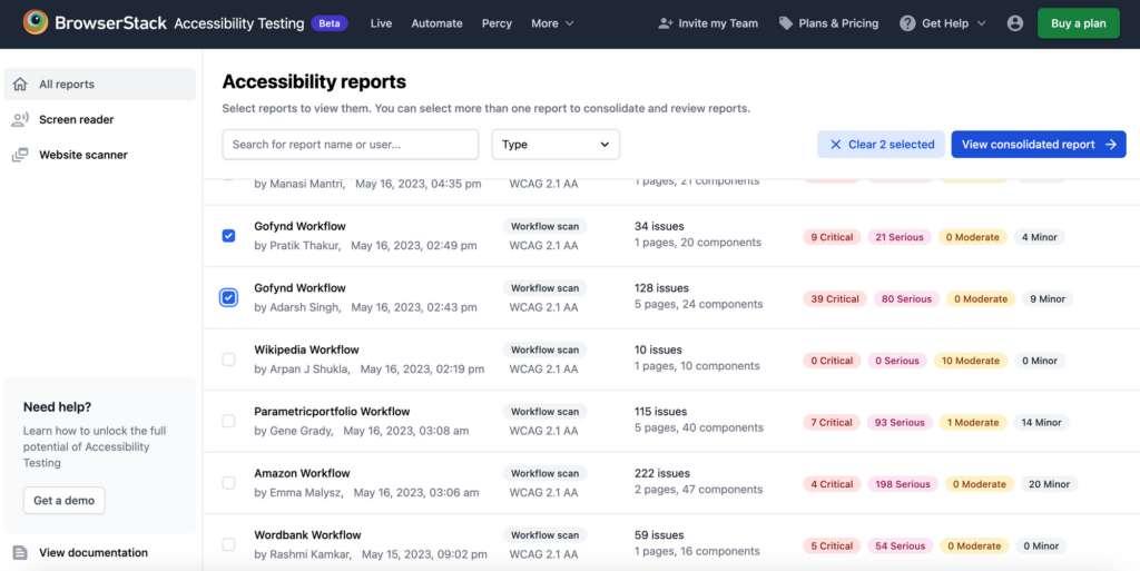 BrowserStack accessibility testing