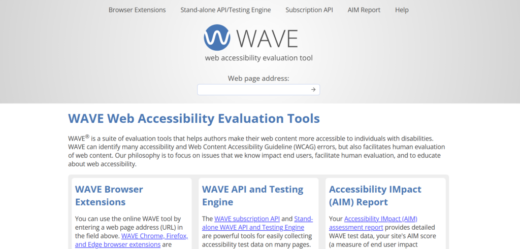 WAVE website screenshot