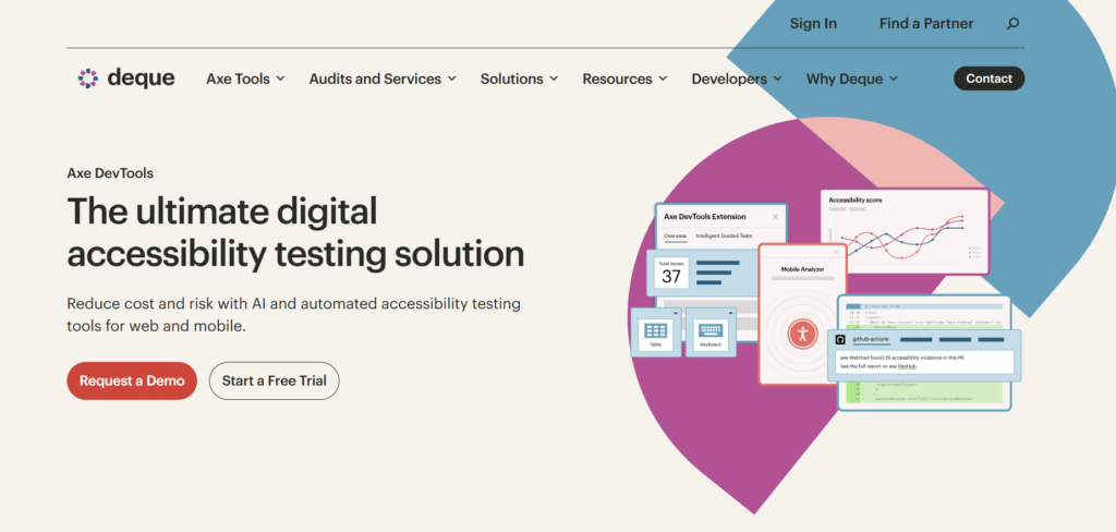 axe DevTools website screenshot