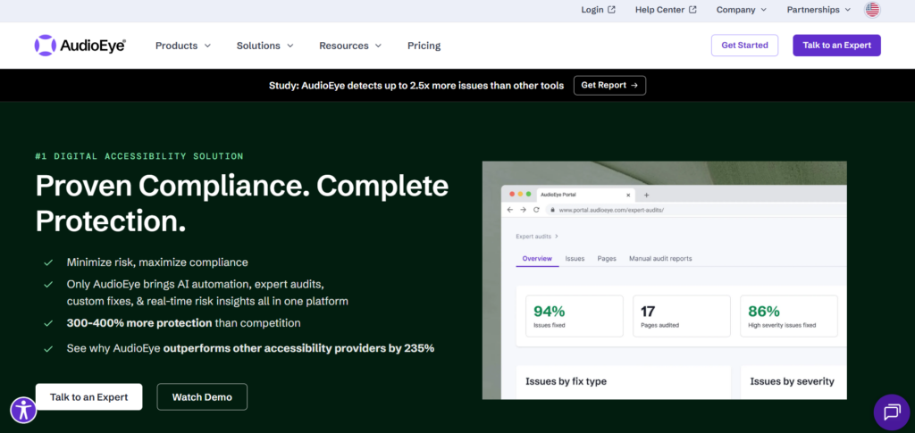 audioeye website screenshot