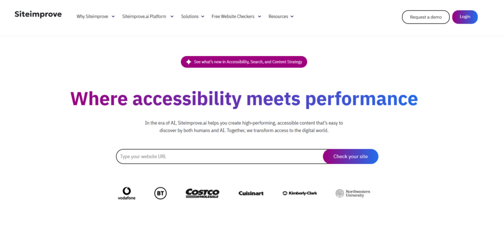 Siteimprove home page screenshot