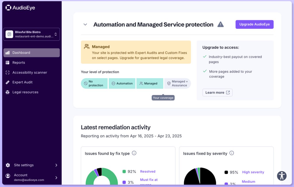 audioeye dashboard