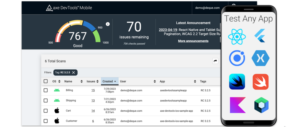 axe devtools dashboard