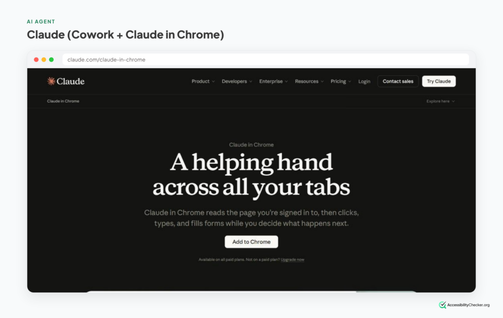 Claude in chrome screenshot