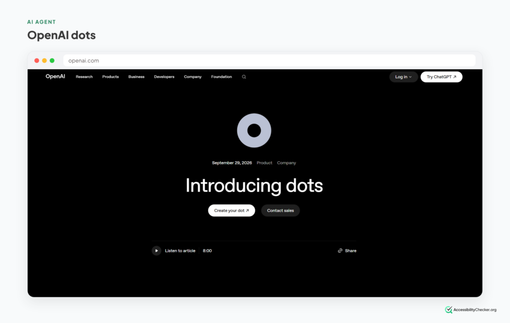 screenshot of openai dots
